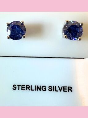 Sterling Silver Tanzanite Stud Earrings NWOT